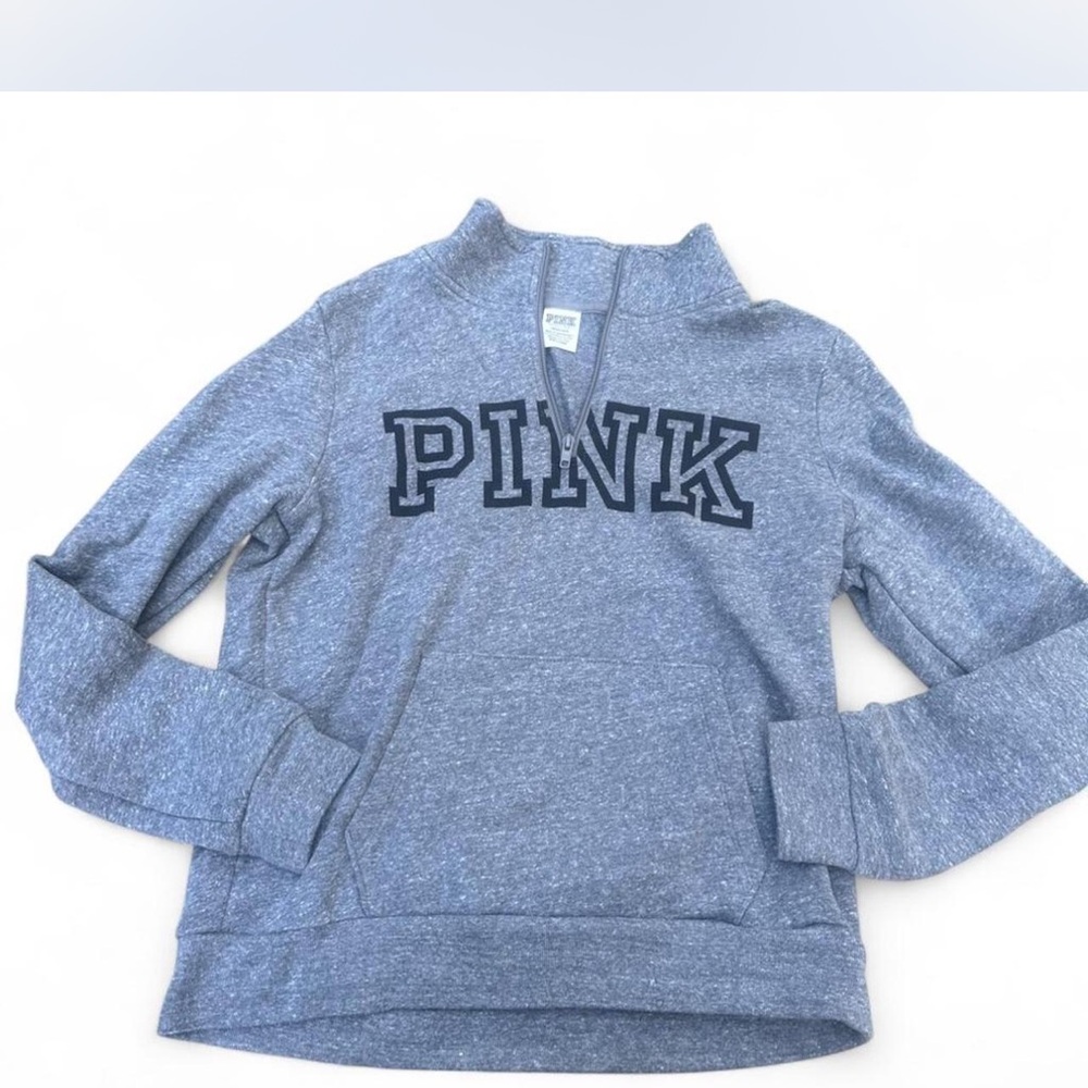 PINK Victoria's Secret Heather Blue Quarter-Zip Pullover